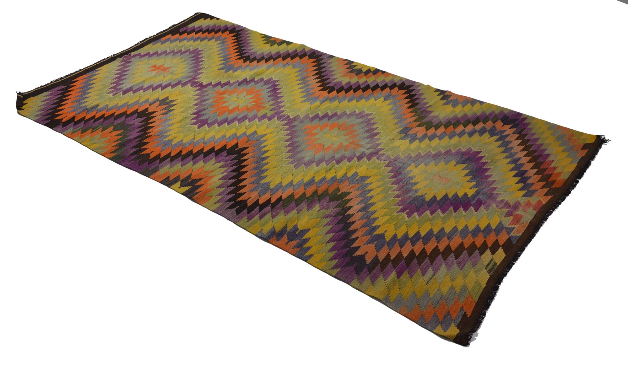 Vintage Turkish Kilim Coloured 163x298 cm Handwoven Bohemian Spirit