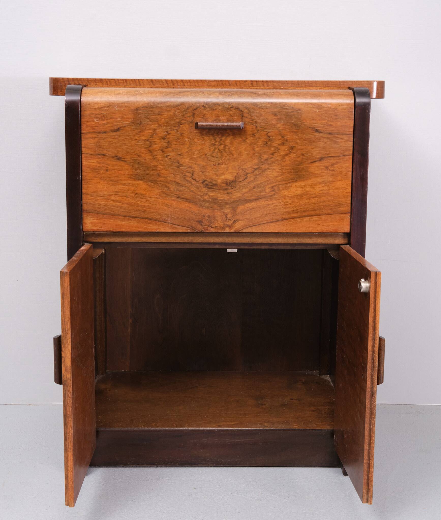 Art Deco furniture in burl wood from the 1920s, Netherlands.