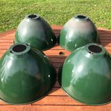 4 abat-jours émaillés industriels