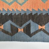 Faded Blue & Soft Peach Long Wide Handmade Kilim Rug, 168x296 Cm