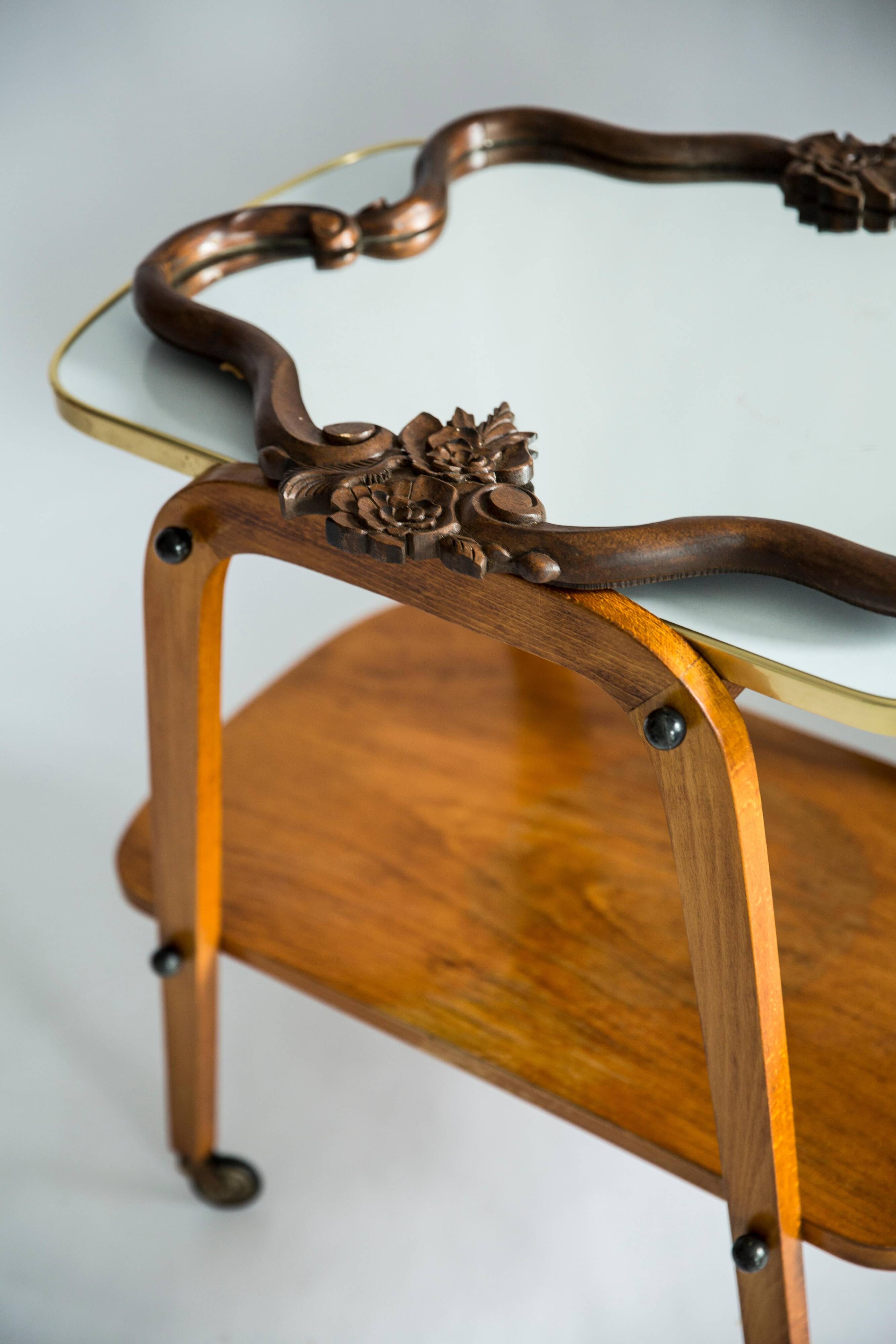 Medium vintage mirror in dark brown wood, Europe, 1960.