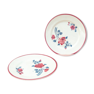 2 pink dessert plates from Badonviller