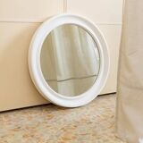 Round wall mirror by Carrara & Matta, white plastic bezel, Italian 1970s vintage