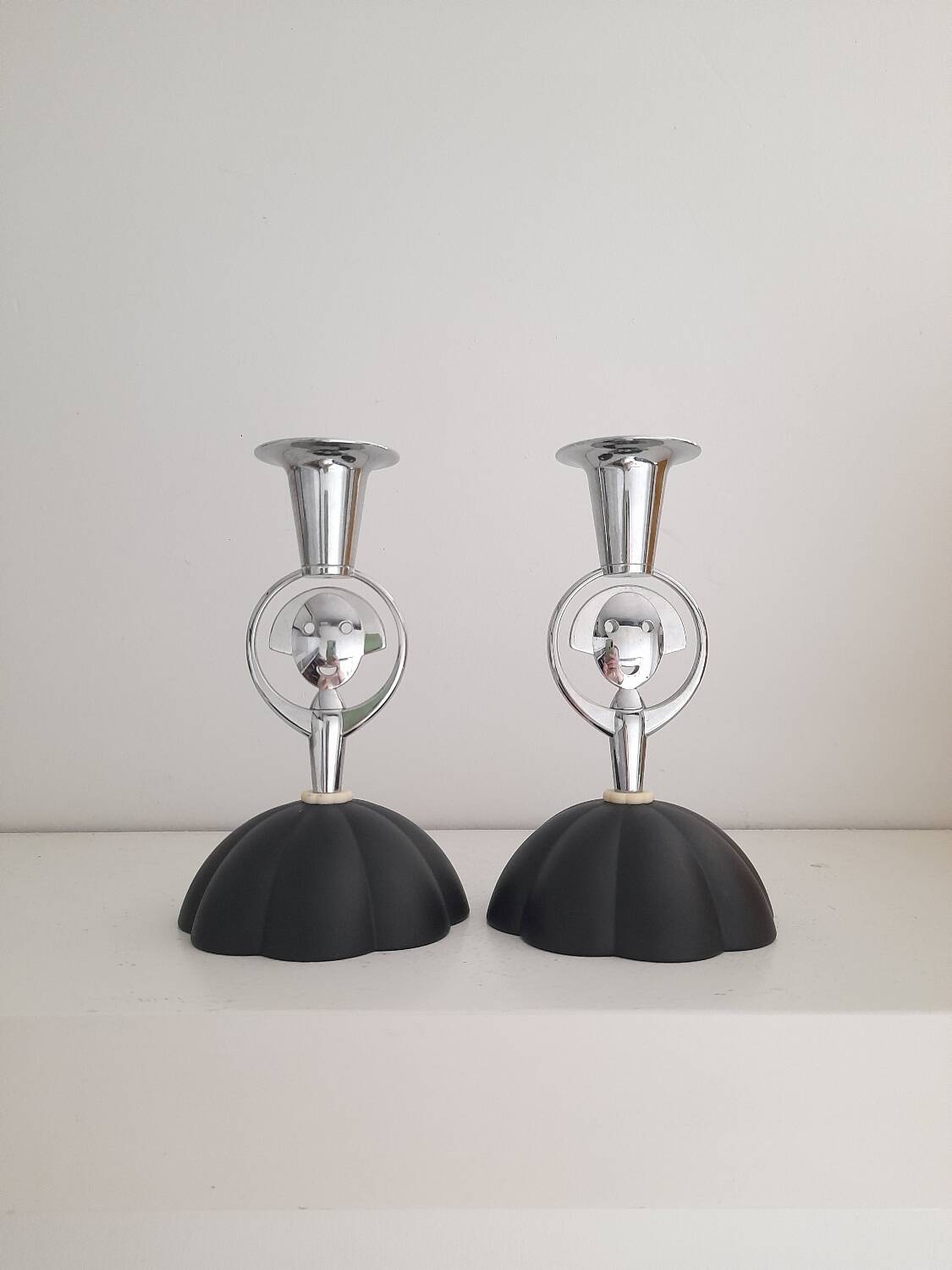 Pair of Alessi candlesticks designed by Alessandro Mendini