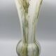 Vase in white opaline blown glass and green, yellow, blue polychrome shades