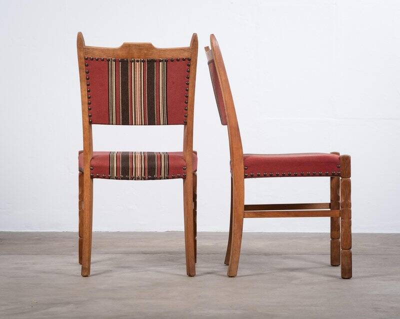 Brutalist Oak Dining Chairs by H. Kjærnulf, Denmark, 1960s, Set of 4