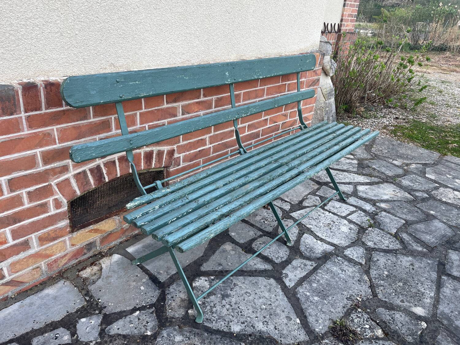 Antique folding garden bench