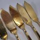 Gold metal fish cutlery, knives and forks 24 pieces