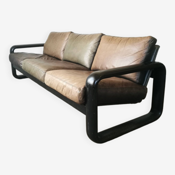 Leather sofa, 3-seater sofa for Rosenthal by Burkard Vogtherr model Hombre circa 1975