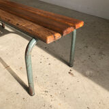 Vintage school bench base gray green