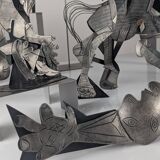 Groupe sculptural « D'après Picasso » en métal, hommage à Guernica, fin du XXe siècle