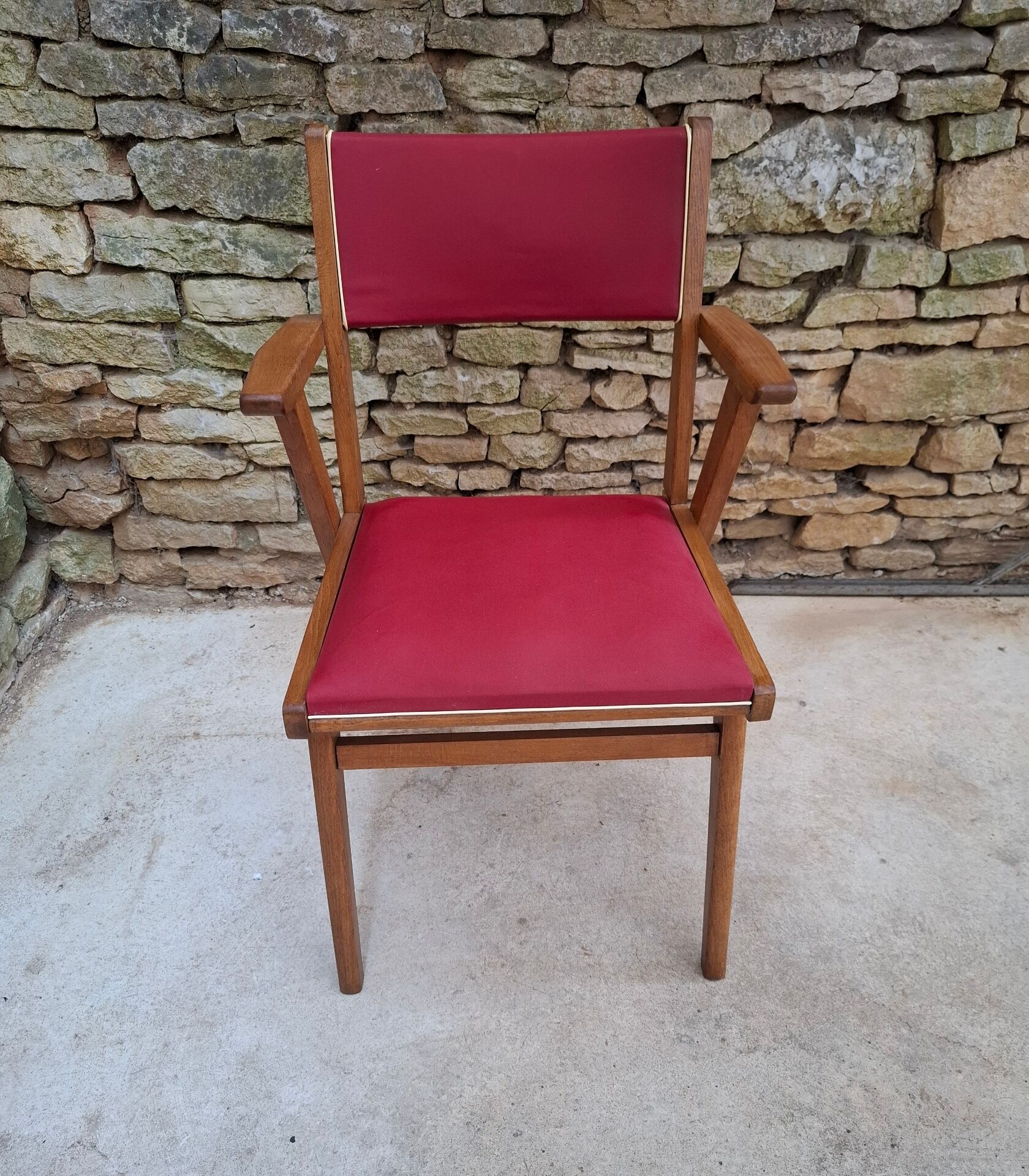 Fauteuil en hêtre et skaï