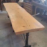 Large bistro table wooden top and cast iron bases -2m56
