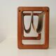 Vildbjerg magazine rack, Danish Mid Century Modern magazine rack in teak and suede