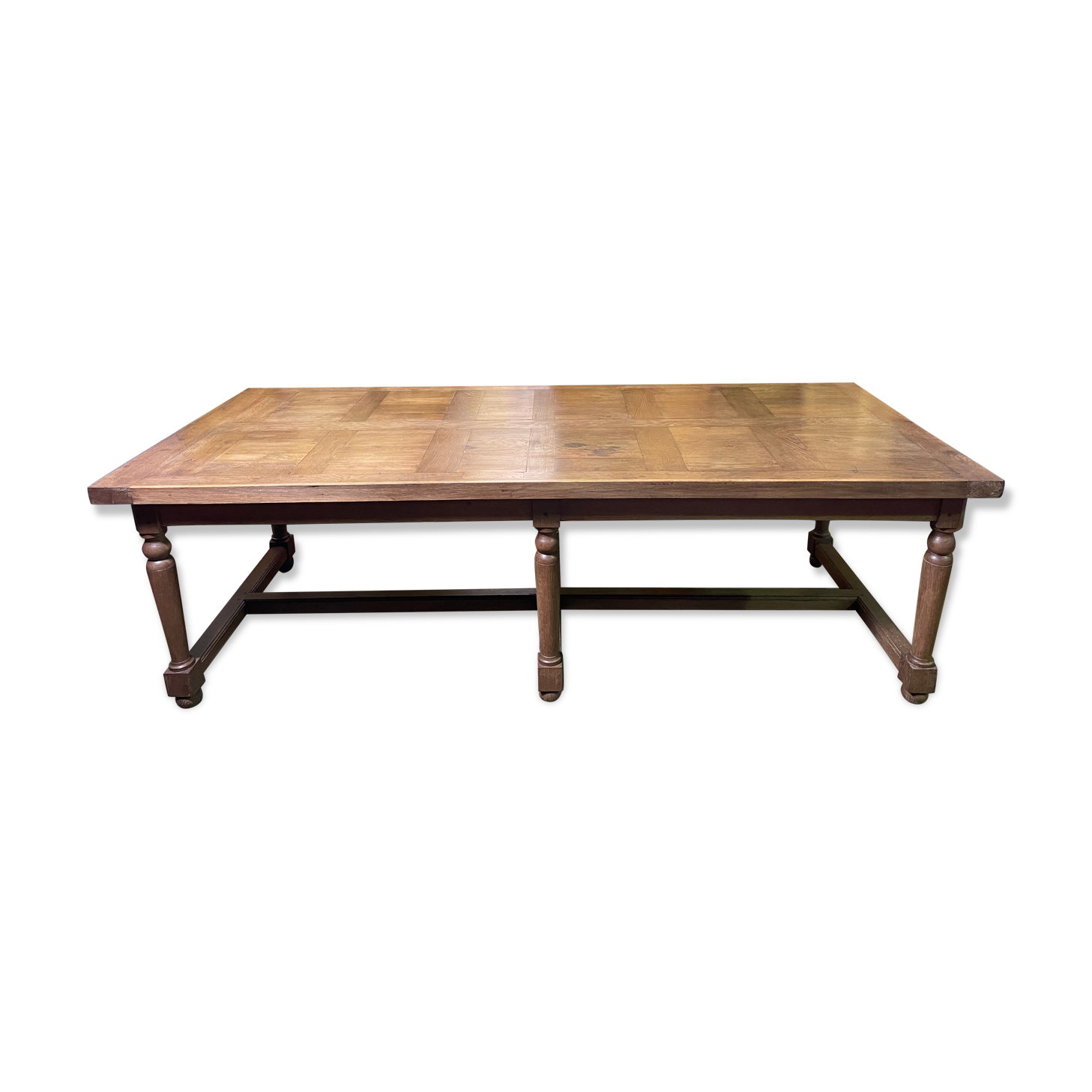 19th century oak farmhouse table with parquet flooring