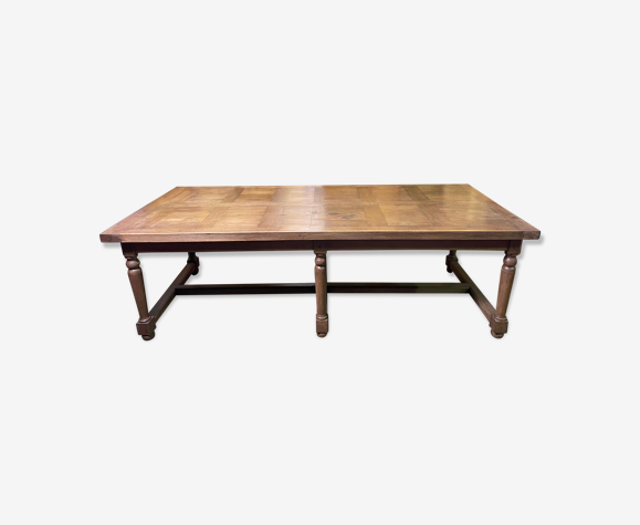 Table de ferme en chêne parqueté XIXeme