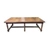 Table de ferme en chêne parqueté XIXeme