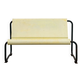Rare Willy Guhl two-seater bench, original yellow patina, 1960.