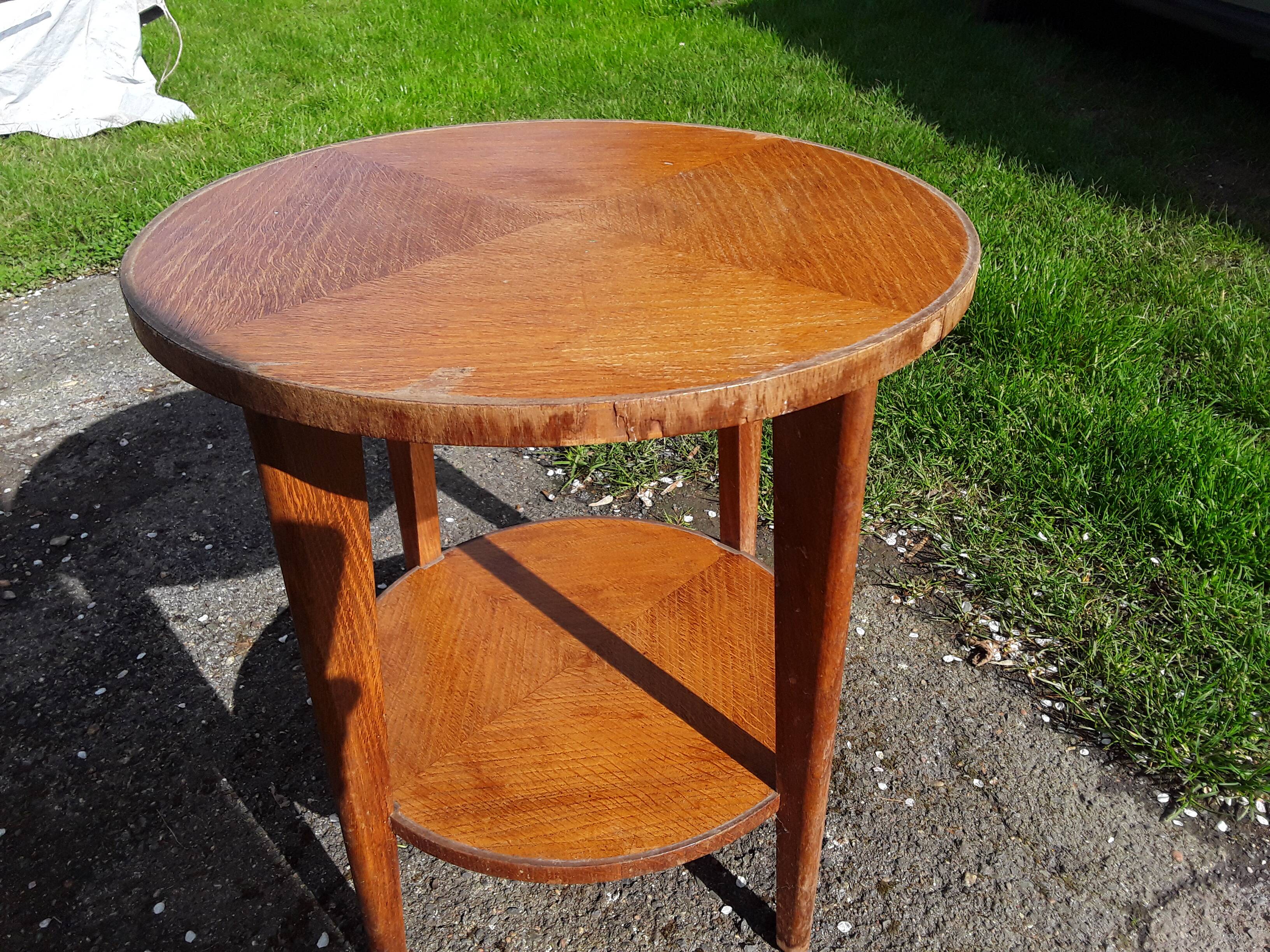 Gueridon vintage placage chêne