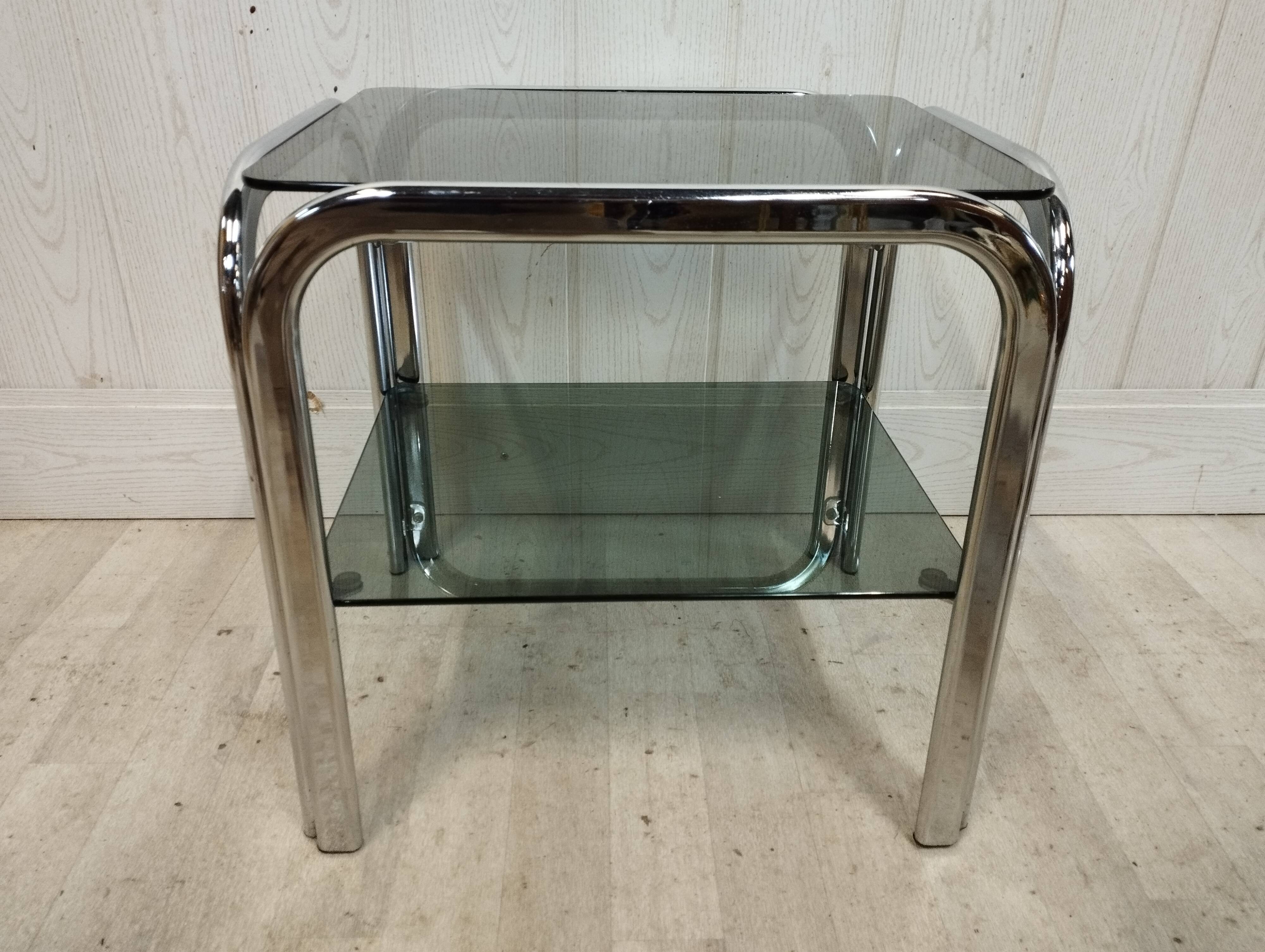 Vintage chrome sofa tip and smoked glass