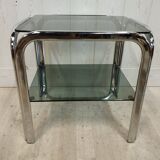 Vintage chrome sofa tip and smoked glass
