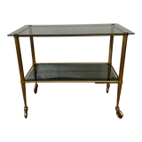 Console / brass and smoked glass tray