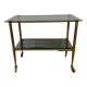 Console / desserte en laiton et verre fumé