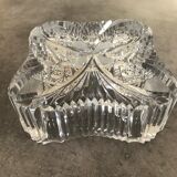 Ashtray crystal cup with patterns of massive square shape 16 cm