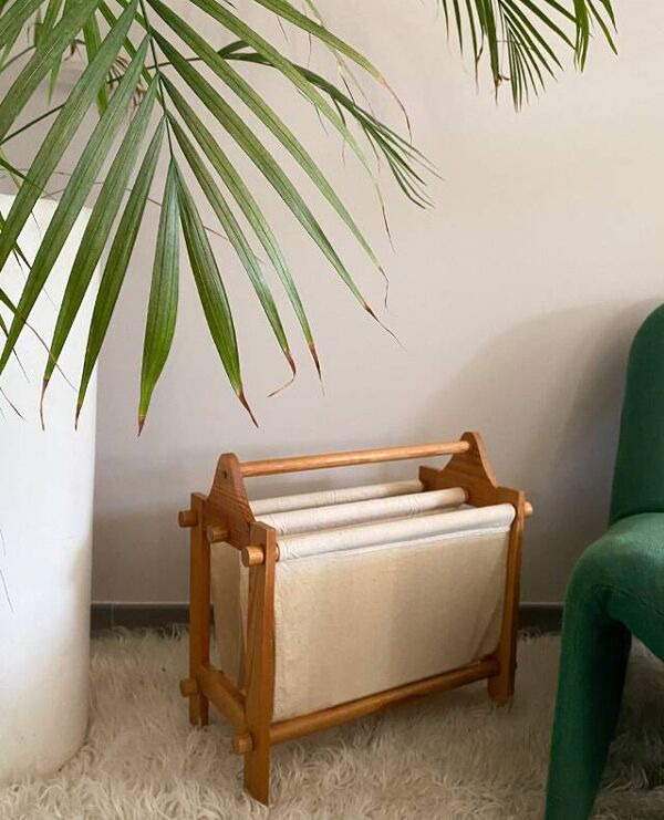 Porte revues scandinave en bois et toile