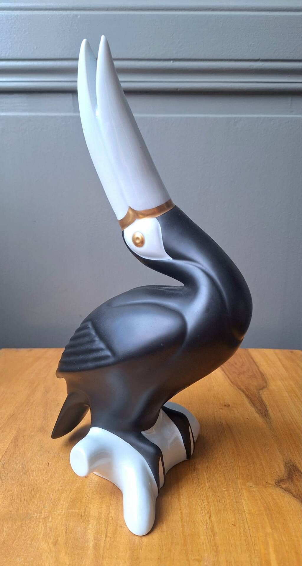 Art Deco toucan sculpture by Jaroslav Ježek for Royal Dux, work in p
