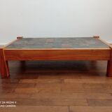 Vintage coffee table in elm and slate