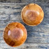 Set of woven wooden tableware