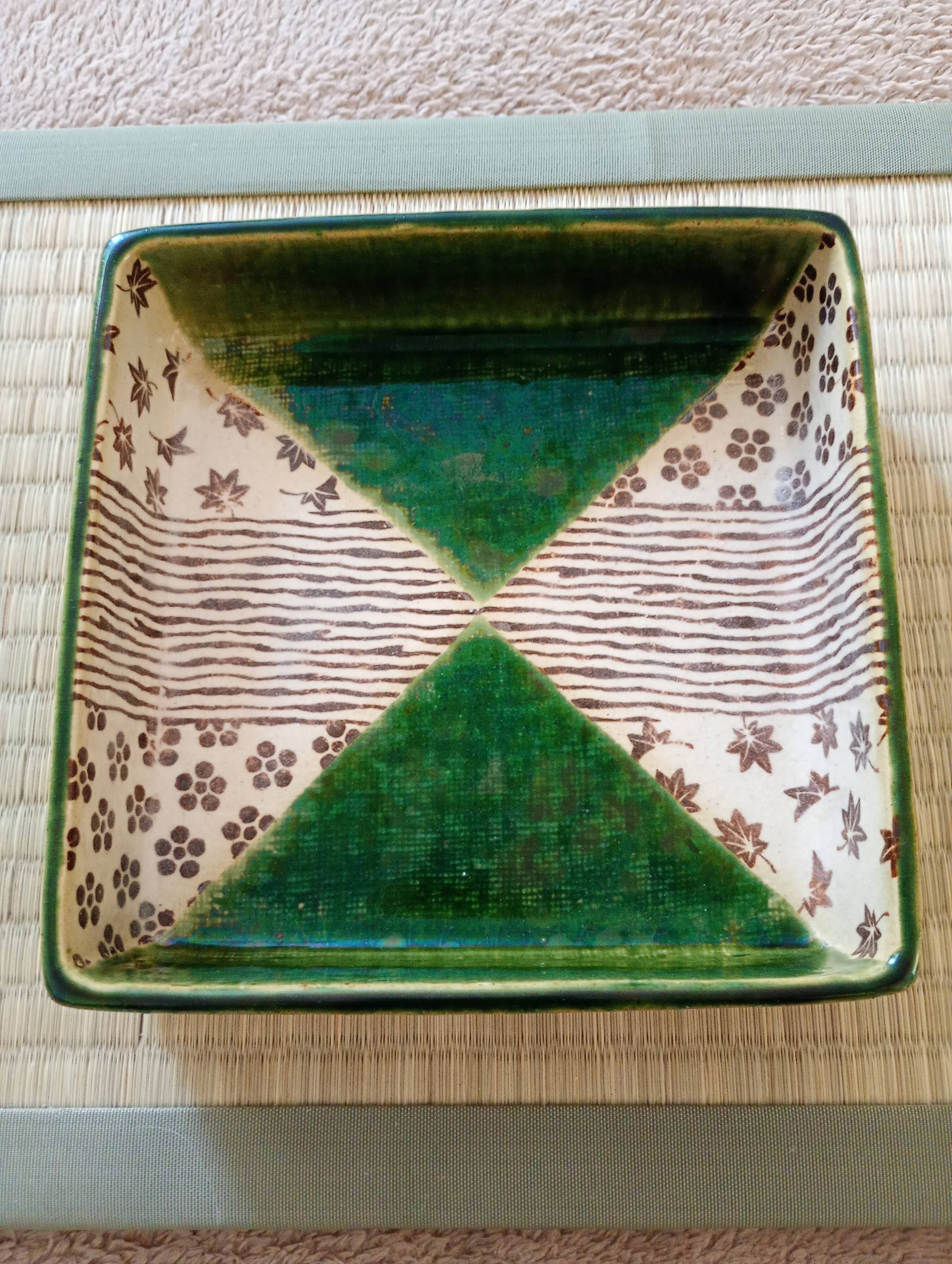 square dish in handcrafted Japanese ceramic.