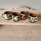 Set of 4 tea or coffee cups, Boch ceramic, Argenteuil series from the 60s