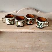 Set of 4 tea or coffee cups, Boch ceramic, Argenteuil series from the 60s