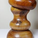 Imposing vintage Scandinavian style lamp designed in turned carved wood with a
