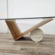 Valentino coffee table by Cattelan Italia in glass, wood, and travertine