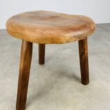 Brutalist tripod stool in solid wood