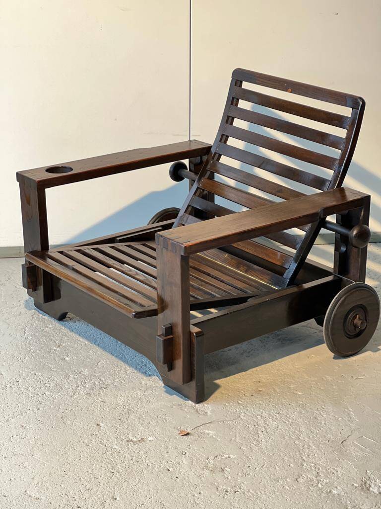 Wooden armchair with ottoman 1965