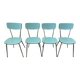 Ensemble de 4 chaises de cuisine vintage en formica bleu ciel