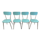 Set of 4 vintage sky blue formica kitchen chairs.
