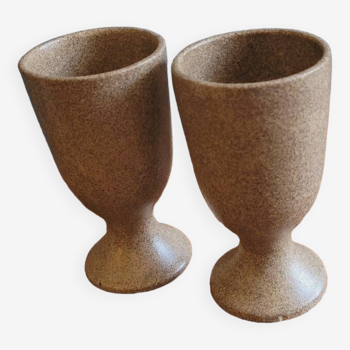 2 handmade Keraluc Quimper stoneware mazagrans