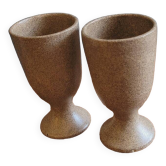 2 handmade Keraluc Quimper stoneware mazagrans