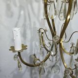 4-light bronze and crystal chandelier