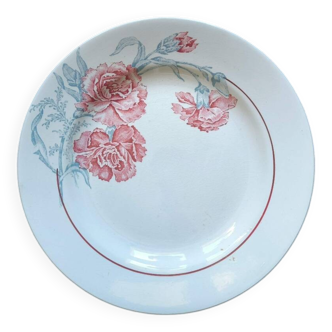 Assiette vintage motif oeillets antibes demi porcelaine st Amand france