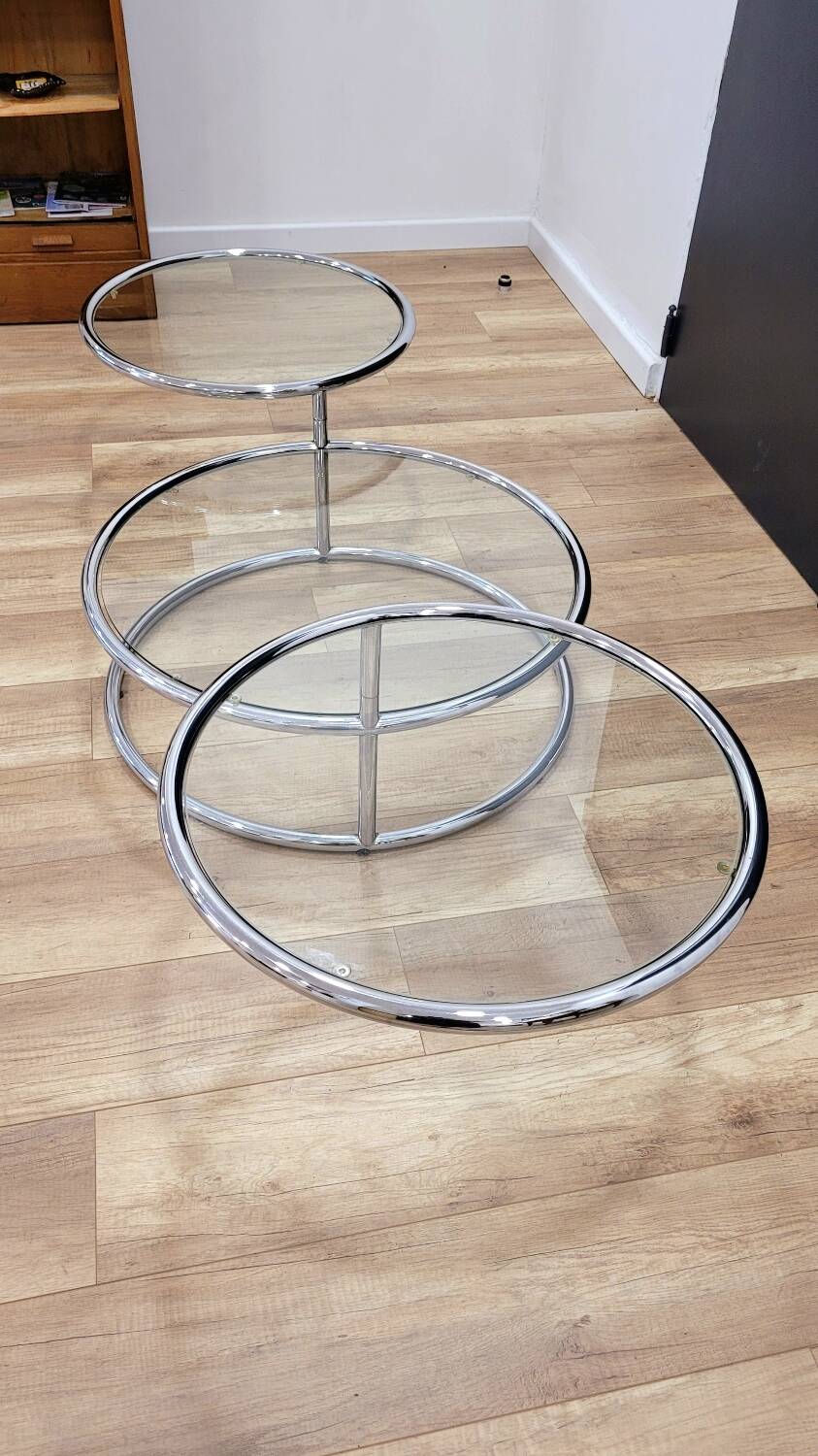 Glass and chrome coffee table