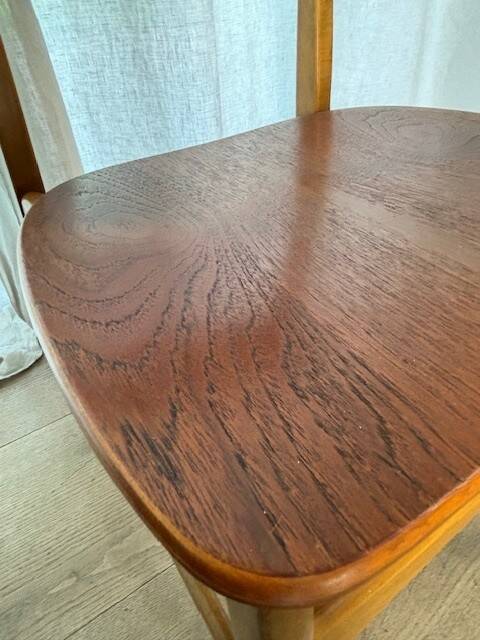 5 beech and teak chairs - Denmark 50s/60s