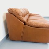 Vintage cognac camel leather canapé from the 1970s.