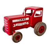 Large wooden tractor "La Ferme de Joujoulac", vintage toy.