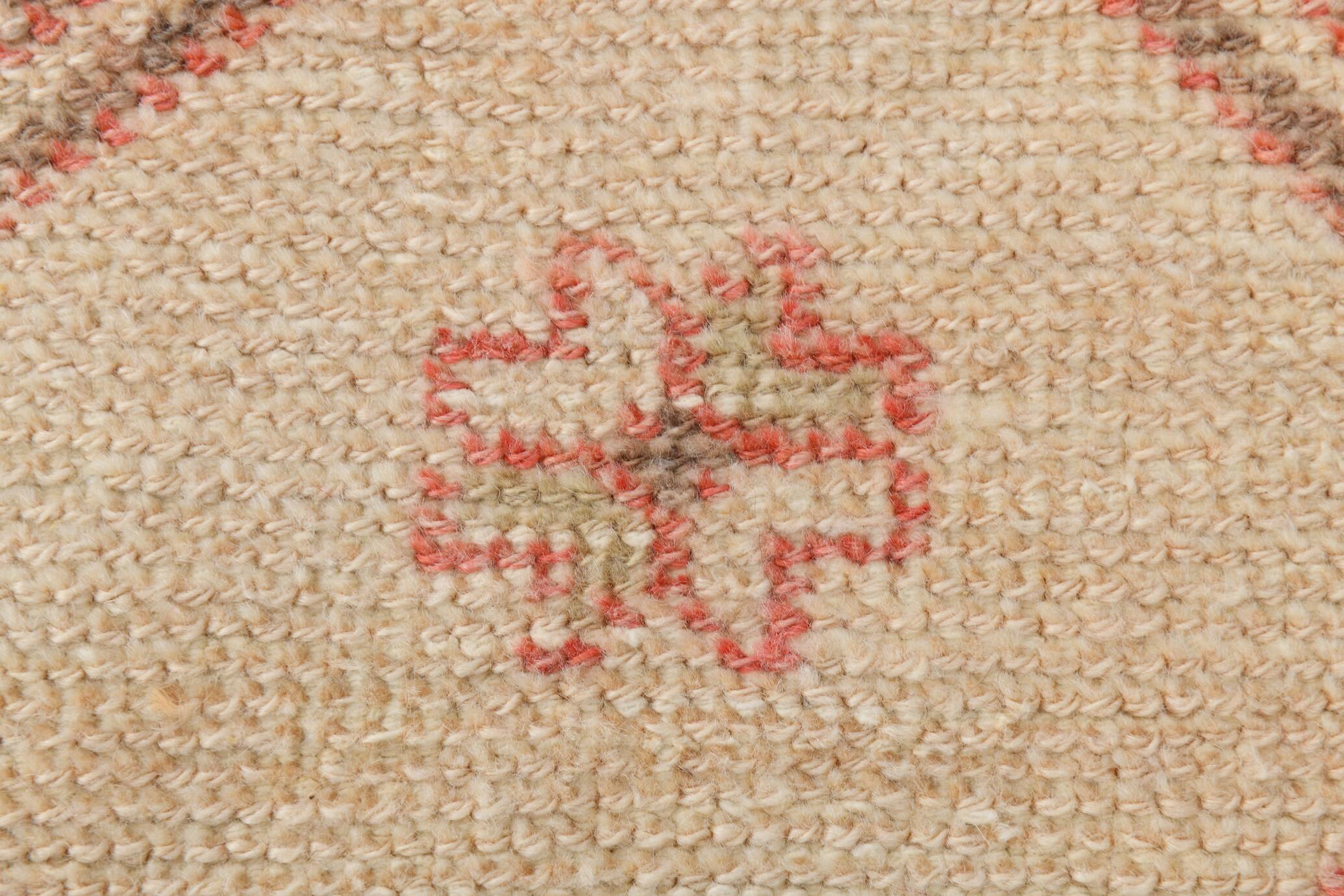 Tapis Couloir Vintage Turc, Rouge, Marron Fané & Crème Géométrique, 85x300